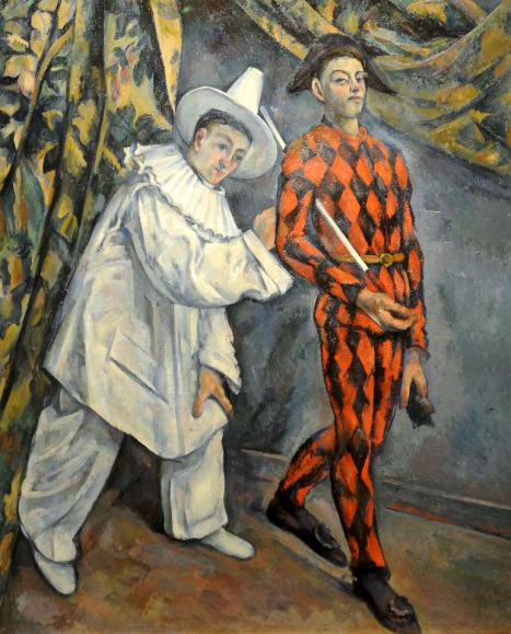 Pierrot and Harlequin [Mardi-Gras] (1888-1890) - Paul Cezanne - Gallery of European and American Art - Moscow Musts